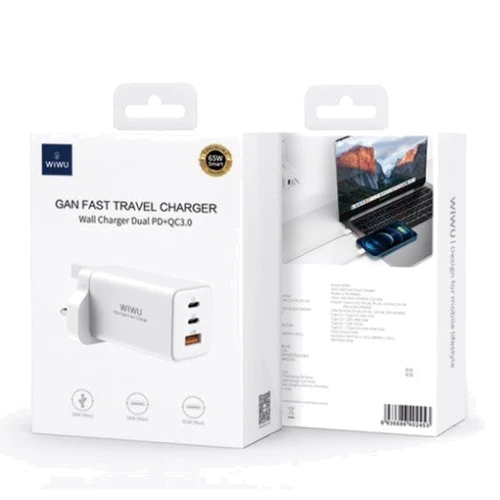 Зарядное устройство WIWU Wall Charger 2xUSB-C+USB GaN X-TR-259AEU 65W White: Кабель в комплекте отсутствует