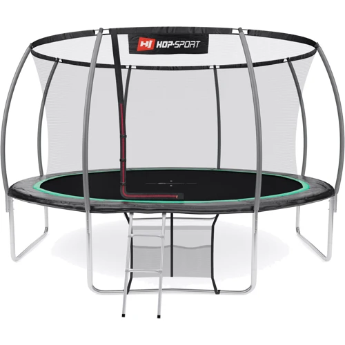 Батут Hop-Sport Premium 14 ft із чорно-зеленим із внутрішньою сіткою 427 cм