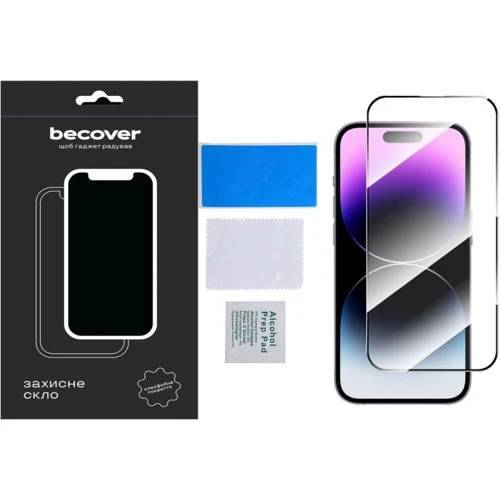 Защитное стекло для iPhone BeCover Tempered Glass Black for iPhone 15 Pro (710593): Тип защиты экрана на экран
