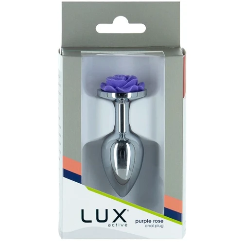 Металлическая анальная пробка LUX Active с розой - Rose Anal Plug - Purple, вибропуля в подарок