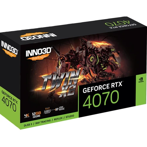 Видеокарта INNO3D GEFORCE RTX 4070 GDDR6 TWIN X2 (N40702-12D6-179063N): Тип памяти GDDR6X