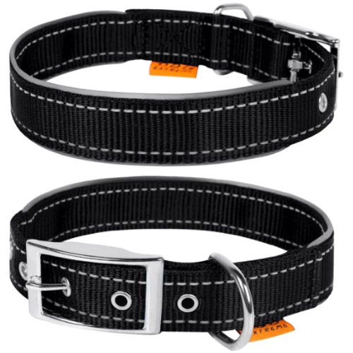 Ошейник Collar Dog Extremе нейлон двойной (ш 40мм, д 46-58см) со светоотражающей вставкой, черный: Производитель Collar