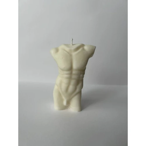 Свеча в виде торса мужчины Glowing fire, 10х5 см (белый)