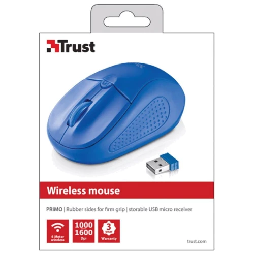 Мишка Trust Primo Wireless Mouse Blue (20786): Ергономіка для правої і лівої руки
