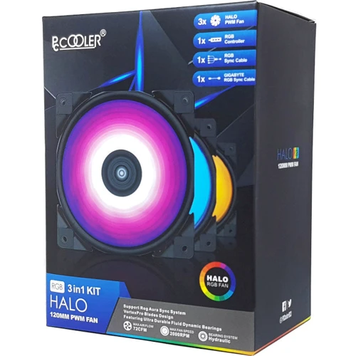 Кулер PCCooler Halo 3-in-1 RGB Kit 3-Pack: Разъем 4pin