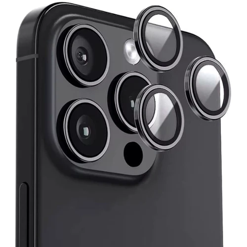 Защитное стекло для iPhone Blueo Tempered Glass Metal Black for iPhone 16 Pro / 16 Pro Max / 15 Pro / 15 Pro Max: Тип защиты экрана на камеру