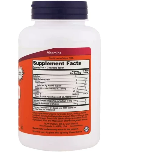 NOW Foods Chewable C-500 Вітамін С жувальний зі смаком вишні та ягід 100 таблеток: Тип вітамін C