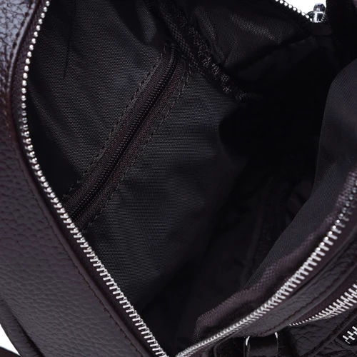 Чоловіча сумка-слінг Borsa Leather коричнева (K1330-brown): Застібка Блискавка