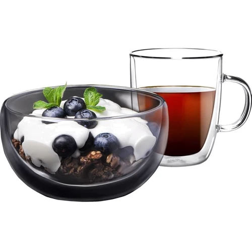 Набор для завтрака Ardesto чашка + пиала с двойными стенками (AR2650BHR)