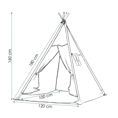 Детская палатка Springos Tipi XXL вигвам бело-серая (TIP07)