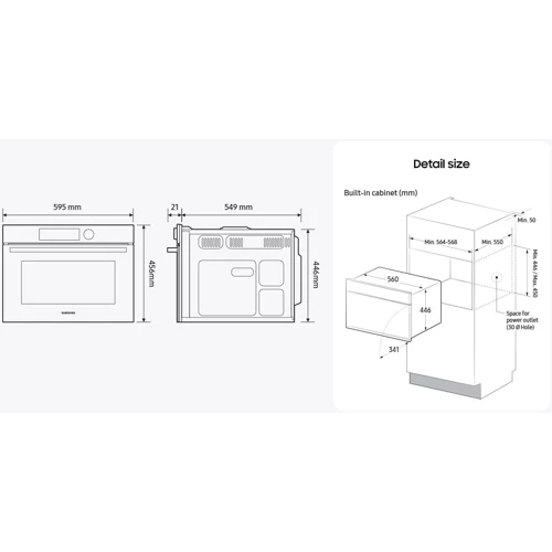 Духовой шкаф электрический Samsung NQ5B4553FBS: Объем, л 50