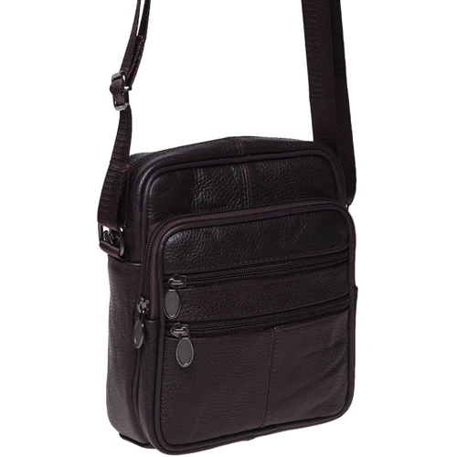 Мужская сумка через плечо Borsa Leather темно-коричневая (K14012-brown): Тип Сумки