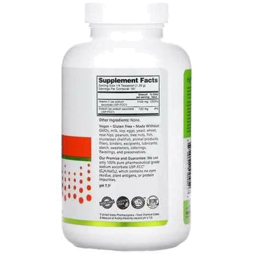 NutriBiotic Immunity Sodium Ascorbate Crystalline Powder Вітамін C 227 г: Тип Витамин C