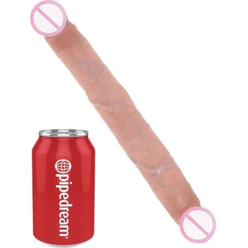 Двойной фаллоимитатор King Cock 12" Slim Double Dildo, 30x3.3 см, телесный