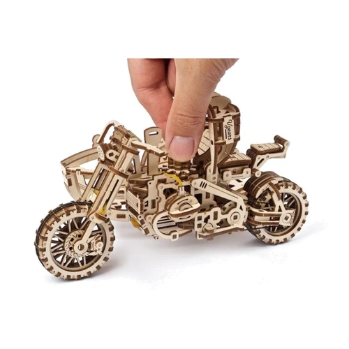 Механічний 3D пазл Ugears Мотоцикл Scramber з коляскою (6336921) фото 15