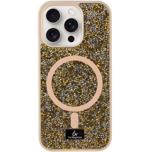 Чехол для iPhone Bling World Rock Diamond with MagSafe Gold for iPhone 16 Pro Max