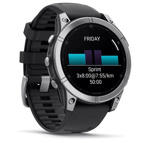 Смарт-часы Garmin Fenix E 47mm Stainless Steel with Black Silicone Band (010-03025-00): Время работы до 16 дней
