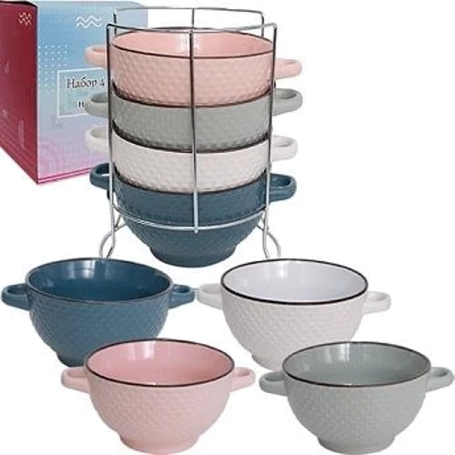 Набір S&T 4 піали з ручками на стійці Dots 680 мл (054-04-08): Тип набір піал