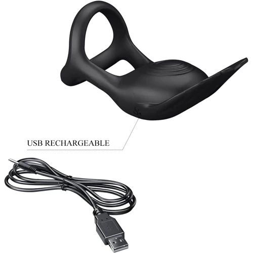 Эрекционное виброкольцо LYBAILE Pretty Love - Vibration Penis Ring SILAS Black (BI-210318)