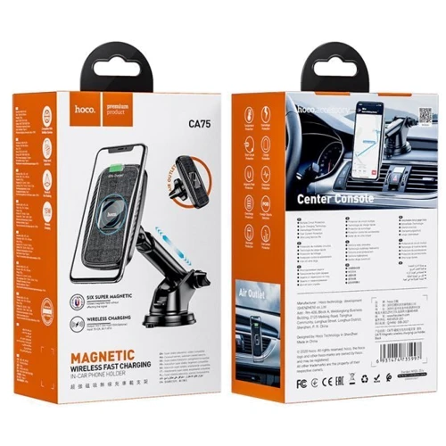 Держатель Hoco Car Holder Wireless Charger 15W Black (CA75) фото 6
