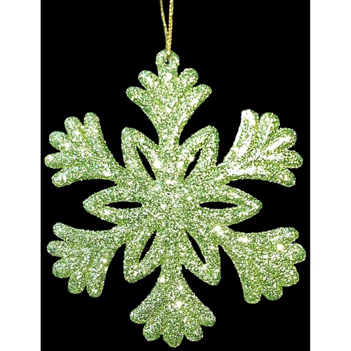 Набір новорічних прикрас Сніжинка, 10см, 6 шт, пластик, зелена з блискітками
