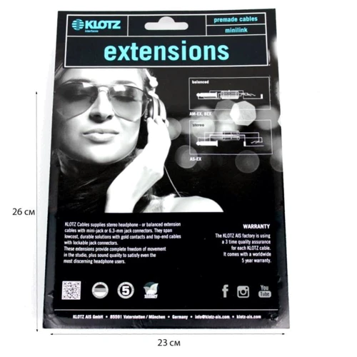 Кабельний адаптер Klotz AS-EX6 Extension Cable Black 3M