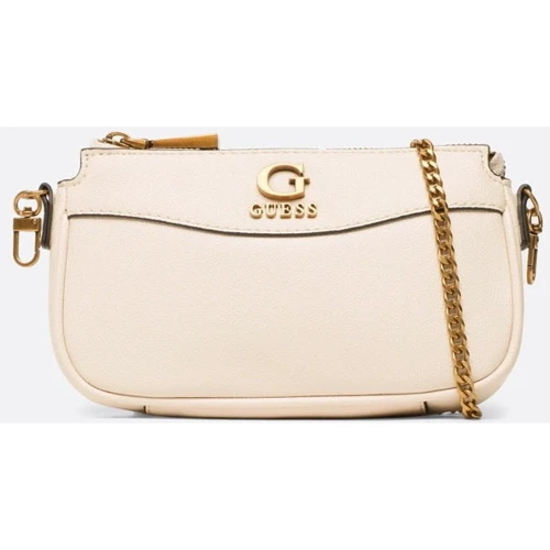Женская сумка кросс боди GUESS NELL DOUBLE POUCH CROSSBODY молочная (HWVB8678700-STO): Фактура Матовая, Гладкая