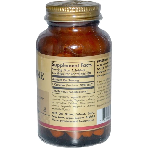 Solgar L-Carnitine 500 mg 30 Tablets L-Карнітін: Тип L Карнитин