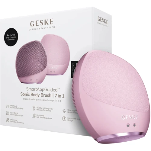 Ультразвуковая щетка для тела и интенсивный пилинг GESKE Sonic Body Brush&Intensive Exfoliator 7в1 pink