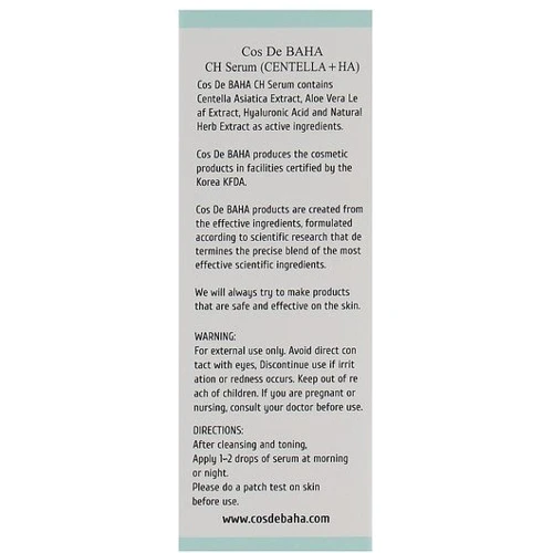 Cos De BAHA Centella Serum (CH) Сыворотка для лица с центеллой 30 ml: Пол Для женщин