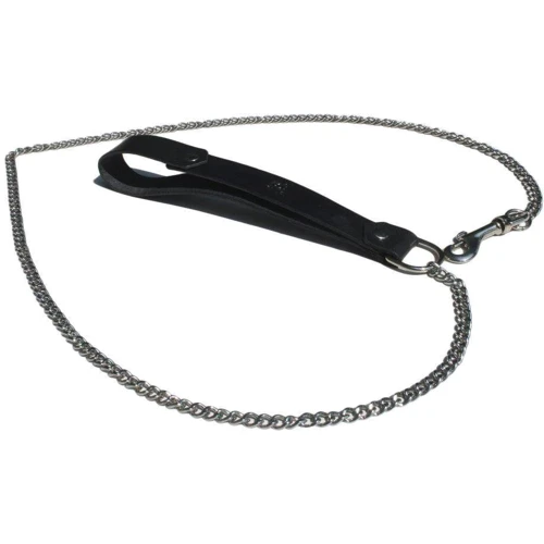 Кожаный поводок с цепью Kiss Leather