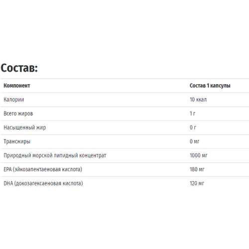Thompson Omega 3, 1000 mg, 100 Softgels (THO-19320): Форма выпуска Капсулы