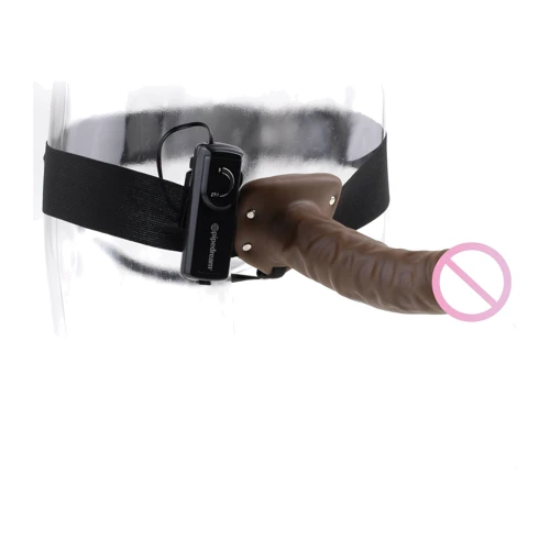 Полый страпон с вибрацией Fetish Fantasy Hollow Strap On 8", 20x4,5 см, коричневый