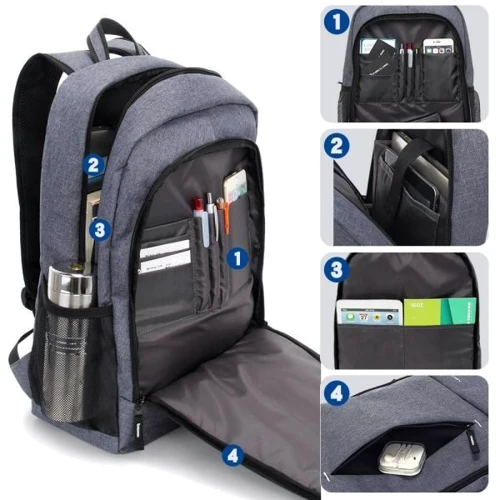 Сумка для ноутбука Kingslong 15.6" Backpack Grey (KLB181001A008): Колір сірий