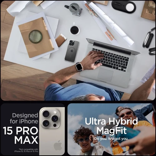 Чехол для iPhone Spigen Ultra Hybrid MagFit Graphite (ACS06577) for iPhone 15 Pro Max: Цвет прозрачный
