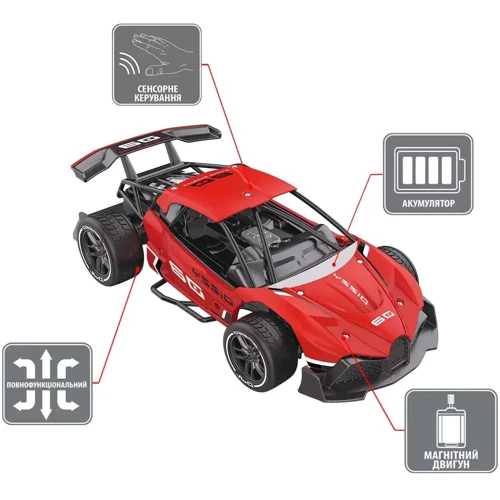 Автомобиль Sulong Toys GESTURE SENSING на р/у и на сенсорном управлении DIZZY (красный) (SL-285RHR): Привод Задний