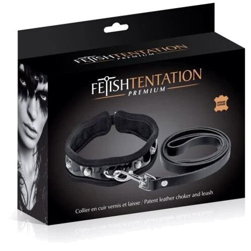 Поводок Fetish Tentation Premium Patent leather chocker and leash