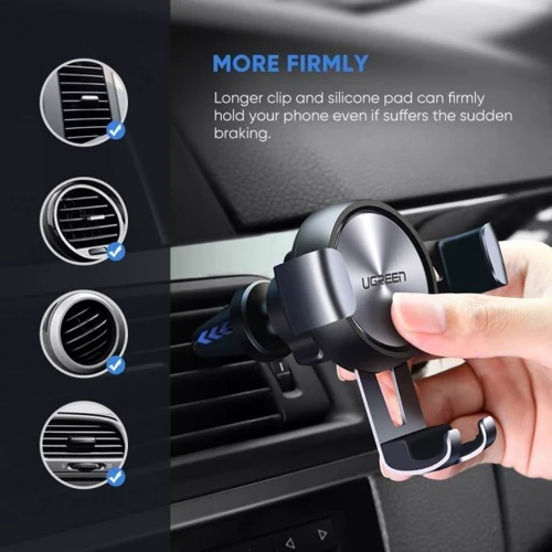 Держатель Ugreen Car Holder Air Vent LP130 Gravity Drive Space Gray (50564) фото 6