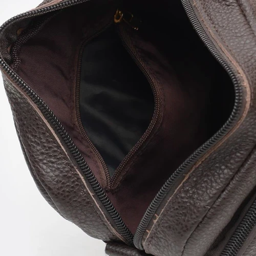 Чоловіча сумка через плече Borsa Leather коричнева (K10082-brown): Фактура матова, Зерниста