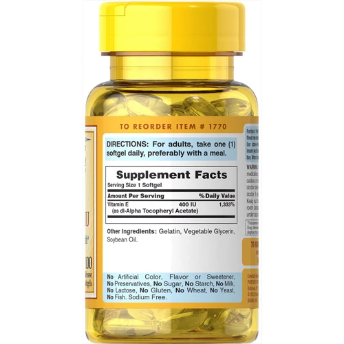 Puritan's Pride Vitamin E 1000 IU Soft Gels, 50 count: Тип вітамін E