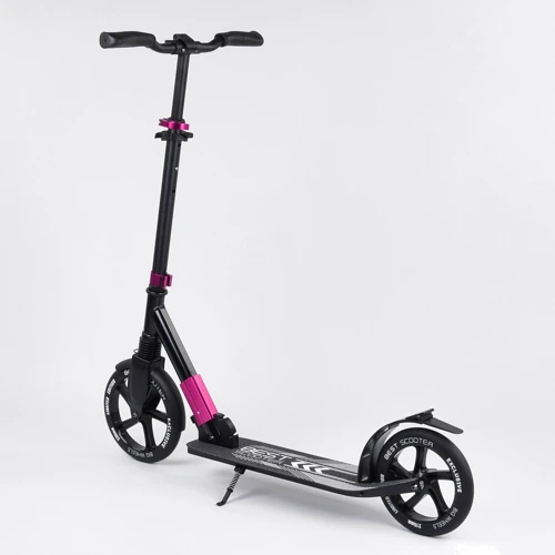Самокат алюминиевый Best Scooter с PU колесами, и 1 передним амортизатором Black/Pink (99632): Тип колес литые