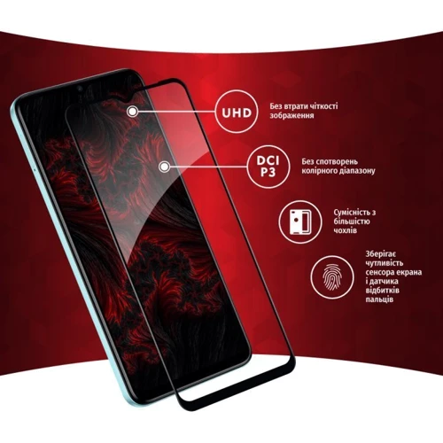 Аксессуар для смартфона Intaleo Tempered Glass Full Glue Black for Tecno Spark Go 2023: Тип защитное стекло