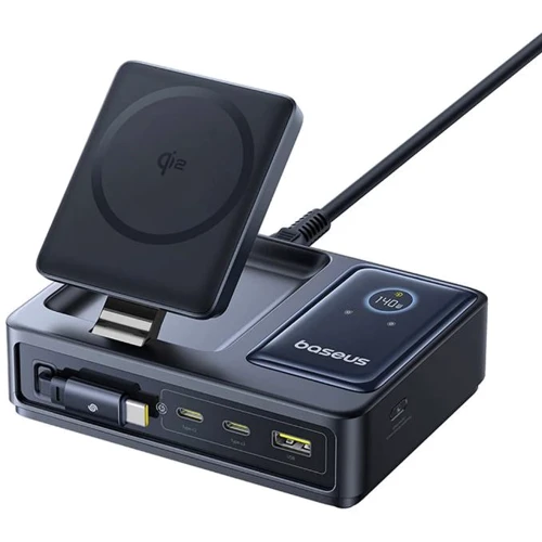 Док-станция Baseus Charging Station 2xUSB-C+USB Retractable-C Wireless Charging 140W Black (P10170902123-00)