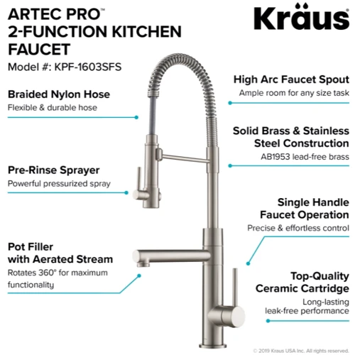 Змішувач для кухонного миття Kraus Artec Pro KPF-1603SFS