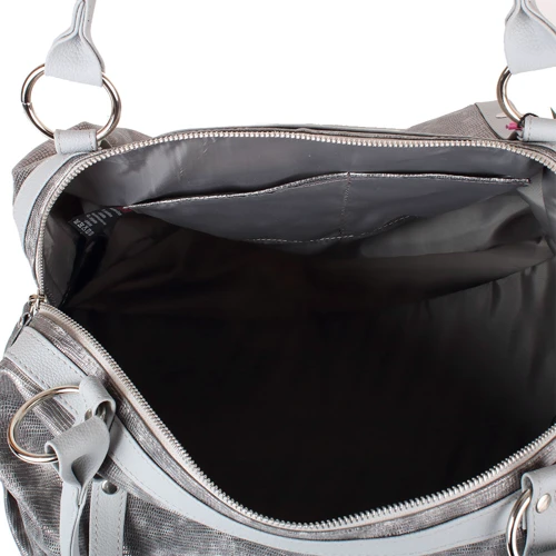 Женская сумка бочонок Laskara серебристая (LK-10251-silver-snake): Тип ручки С двумя ручками