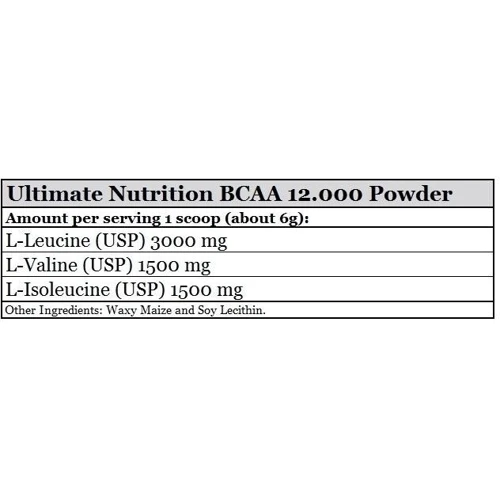 Амінокислота для спорту Ultimate Nutrition BCAA 12.000 Powder 400 g /67 servings/ Unflavored: Смак Без смаку