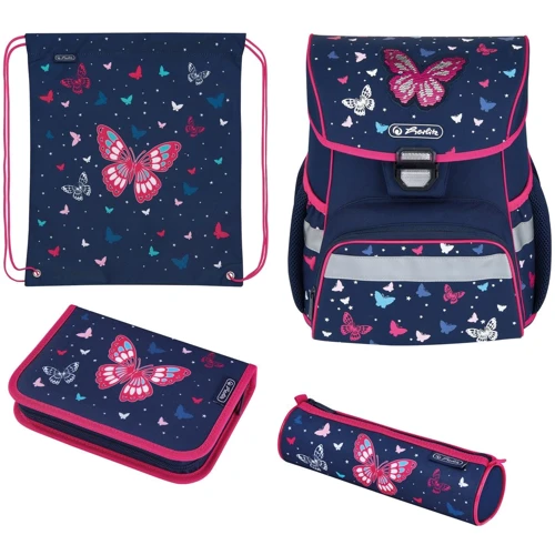 Ранец школьный укомплектованный Herlitz LOOP PLUS Butterfly вышивка пайетками которые переворачиваются (50025701)