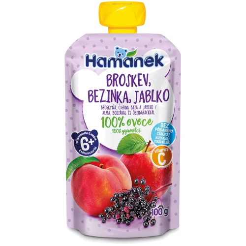 Пюре Hamanek яблоко с персиком и бузиной 100 г (1215909)