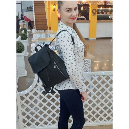 Жіночий рюкзак Sambag Loft MZS чорний (22203001): Фактура Матовая, Гладкая