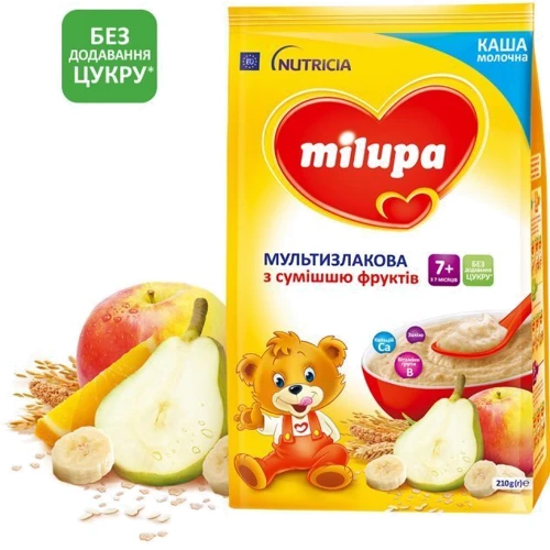 Milupa каша молочная 210 г мультизлаковая с фруктами от 7 мес.: Тип Каши молочные